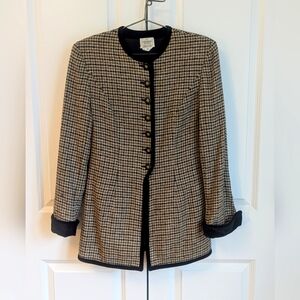 Valentino Boutique Vintage Beige and Black Houndstooth Blazer